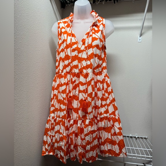 Jude Connally Dresses & Skirts - Jude Connally Vibrant Orange and Cream Dress